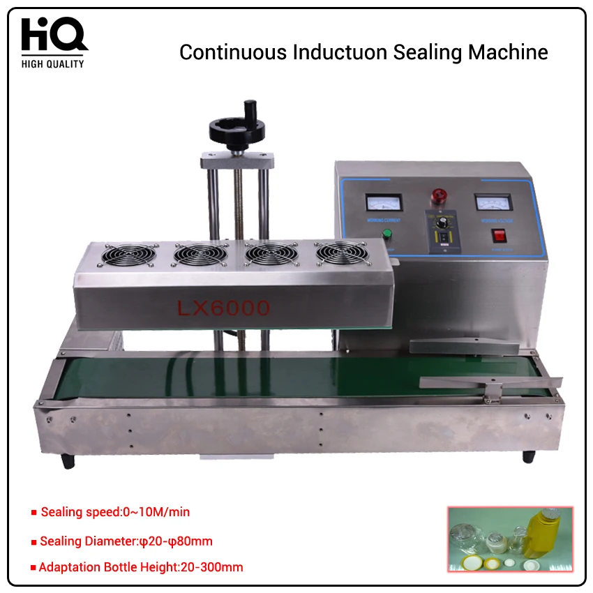

LX6000 Automatic electromagnetic induction foil sealing machine,Stainless Steel Continuous Induction Cap Sealer,20-80mm