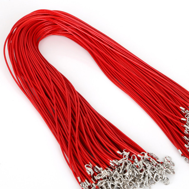 1.5/2mm Cotton Waxed Cord Adjustable Braided Rope String Necklace Chain with Lobster Clasp DIY Jewelry Making Handmade