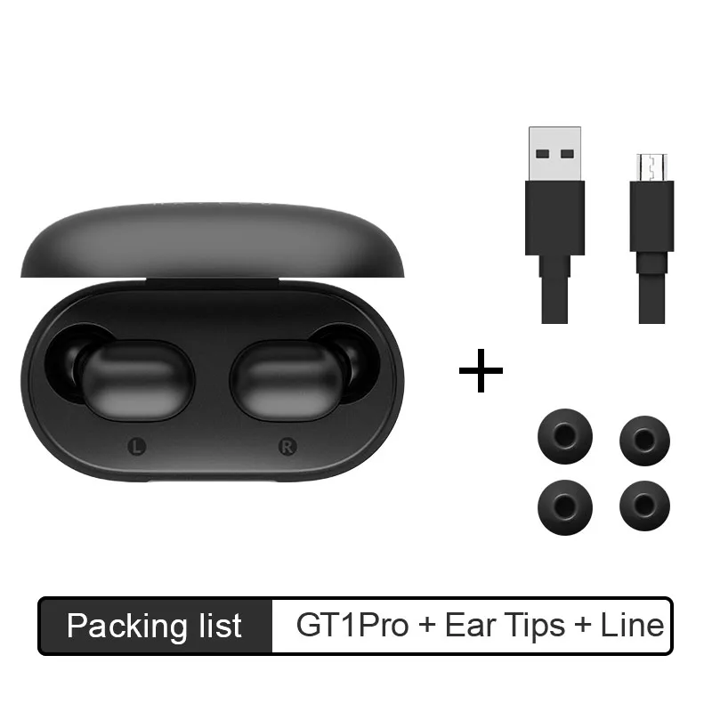 CHTUN GT1 Pro с длинной батареей HD стерео TWS Bluetooth наушники, сенсорное управление Беспроводные наушники с двойным микрофоном шумоизоляция - Цвет: Черный