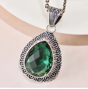 

925 Sterling Silver & crystal Elegant drop pendant Charm (without chain) A4447