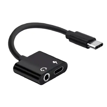 

USB Adapter 2 in 1 Type-c Lightning to 3.5mm Jack AUX Audio Headphone Charger Cable Charging-Converter