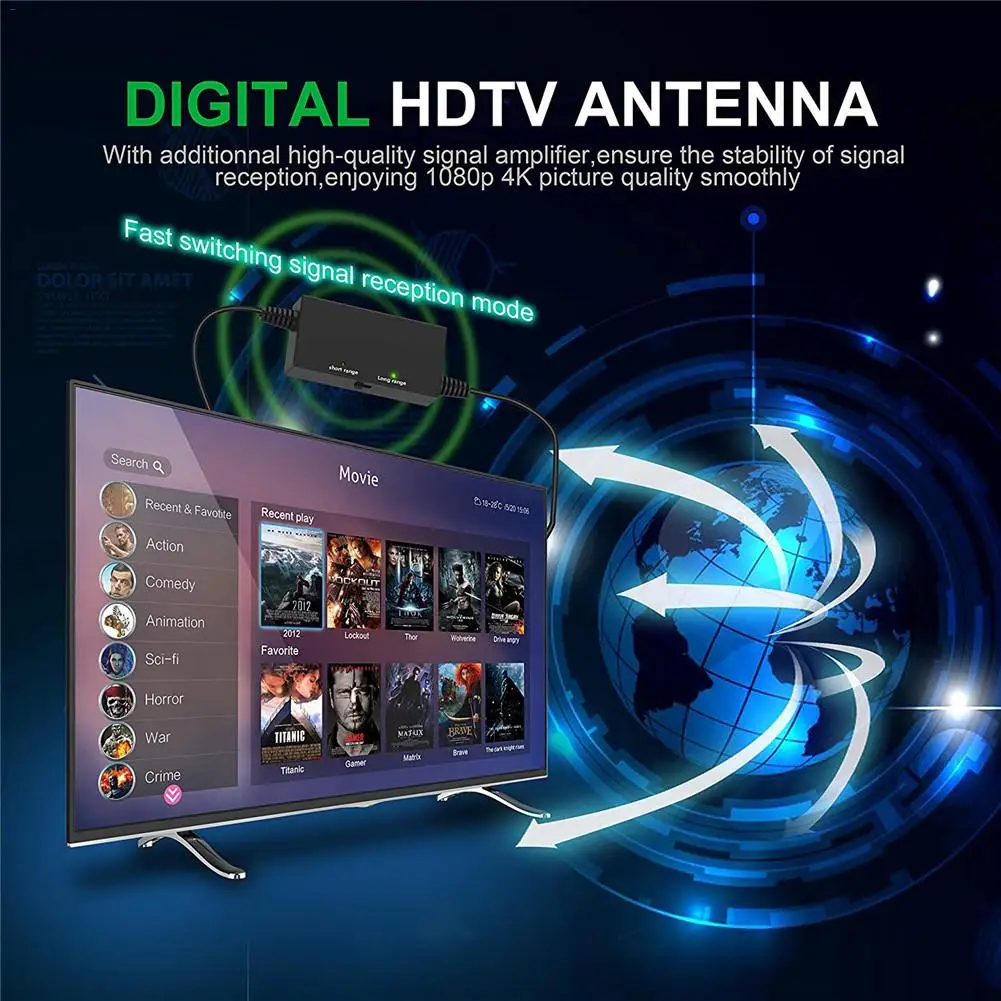 180 Miles телевизионная антенна внутренняя ТВ цифровая антенна HD 4K HD Freeview Life местные каналы телевизионный переключатель антенный усилитель