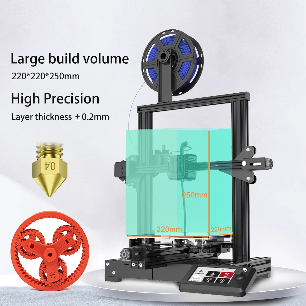 US $179.00 - 299.00 Voxelab Aquila DIY 3D Printer Kit Silent Mainboard Resume Printing Carborundum Glass Bed Large Size 3d Printer impresora 3d