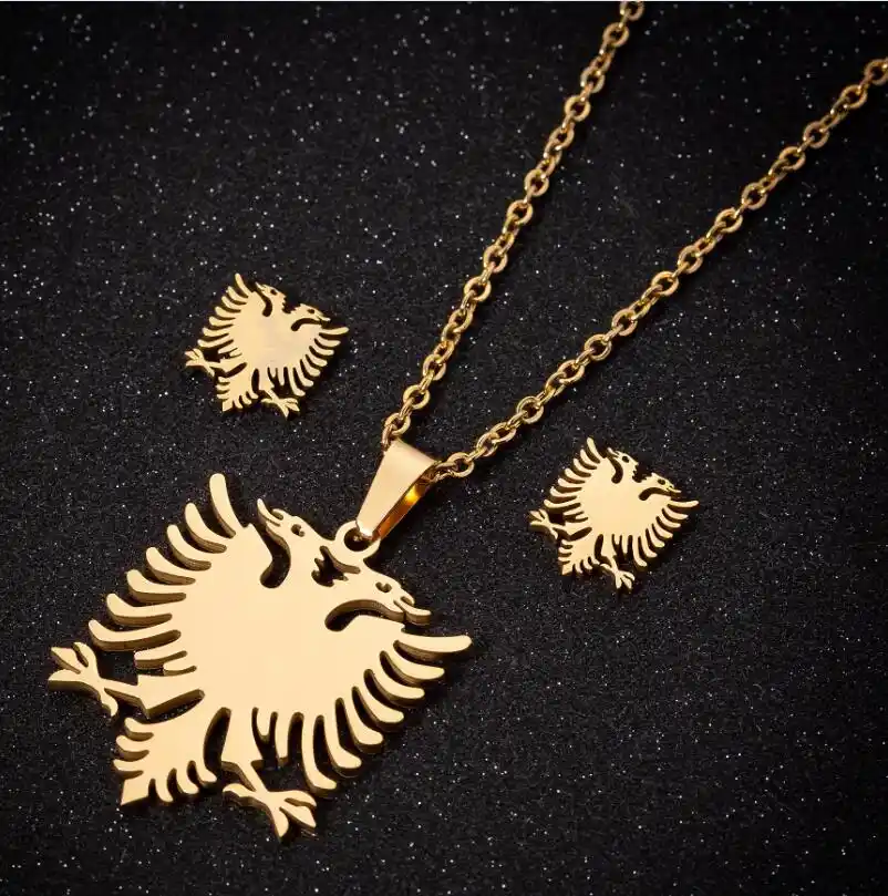 Hfarich Cift Basli Kartal Taki Setleri Erkekler Kus Kolye Kolyeler Paslanmaz Celik Kupe Kadinlar Arnavutluk Bayragi Gerdanlik Collier Sallantili Kolye Aliexpress