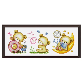 

Little bear day Cartoon Counted Cross Stitch Kits Printed Cloth Embroidery Set Needlework Handmade Wall Decoration New
