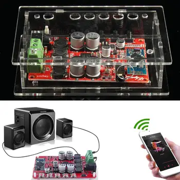 

LEORY TDA7492P 2*50W Digital Amplifier Wireless bluetooth 4.0 AUX Audio Receiver Board Music Power Amp Board With Case
