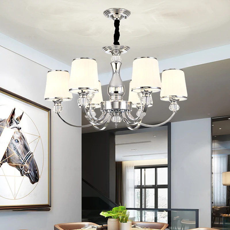 Современная кованая железная люстра Хромированная Металлическая лампа для