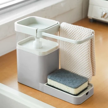 

Kitchen Storage Racks Organizer Press Automatic Detergent Dispenser Box Sink Utensils Holders Drainer Towel Rack