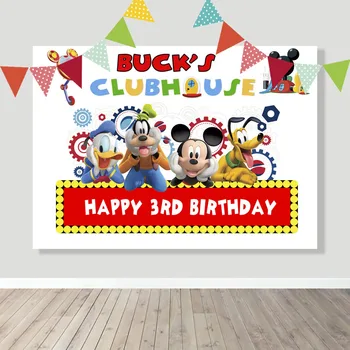 

Customized Party Background For Photo Mickey and Friends Clubhoues Birthday Part Decorations Personalized Custom Backdrop Vinly
