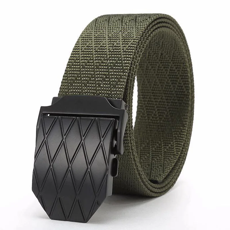 F Army green Пояс в стиле унисекс, однотонный цвет, качественная нейлоновая текстура, автоматическая пряжка для мужского ремня, повседневные спортивные ковбойские штаны, женский пояс - Цвет: F Army green