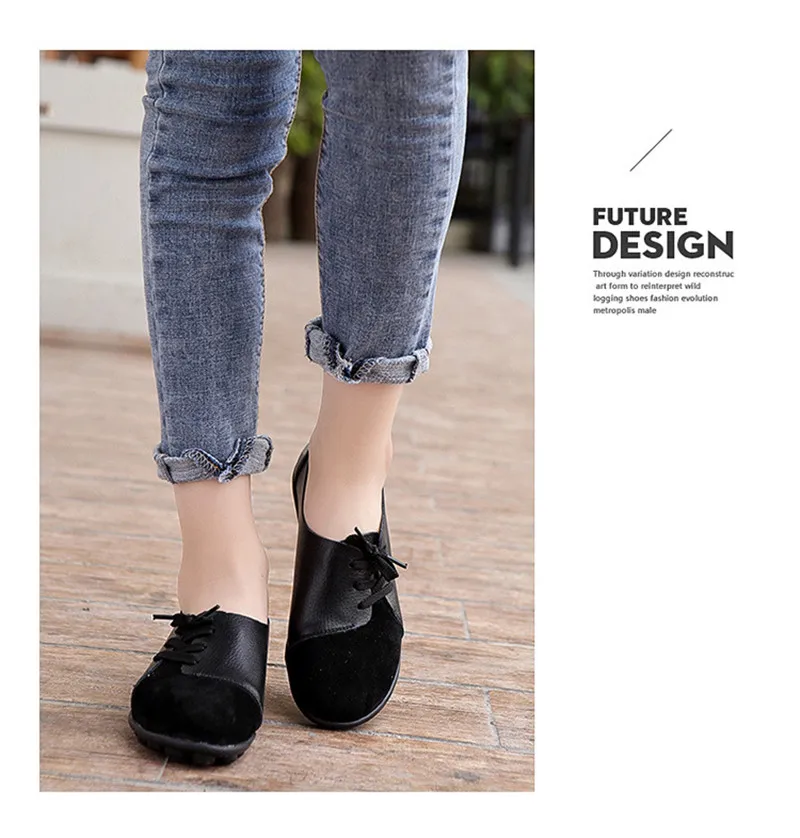 2019 New Leather Women Plus Size Sewing Flats Moccasins Loafers Ballet Flats Women Comfortable Soft Casual Shoes Ladies VT634 (27)