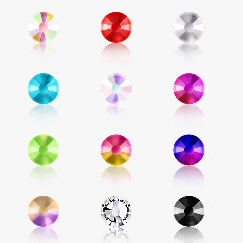 1 Pack Flatback Glass Nail Rhinestones Mixed Sizes Ss4-Ss16 Nail Art Decoration Stones Shiny Gems Manicure Accessories 11# Trans