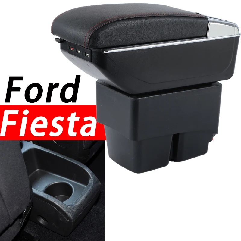 Для Ford Fiesta подлокотник коробка Универсальная автомобильная центральная консоль caja Модификация аксессуары двойной приподнятый с USB