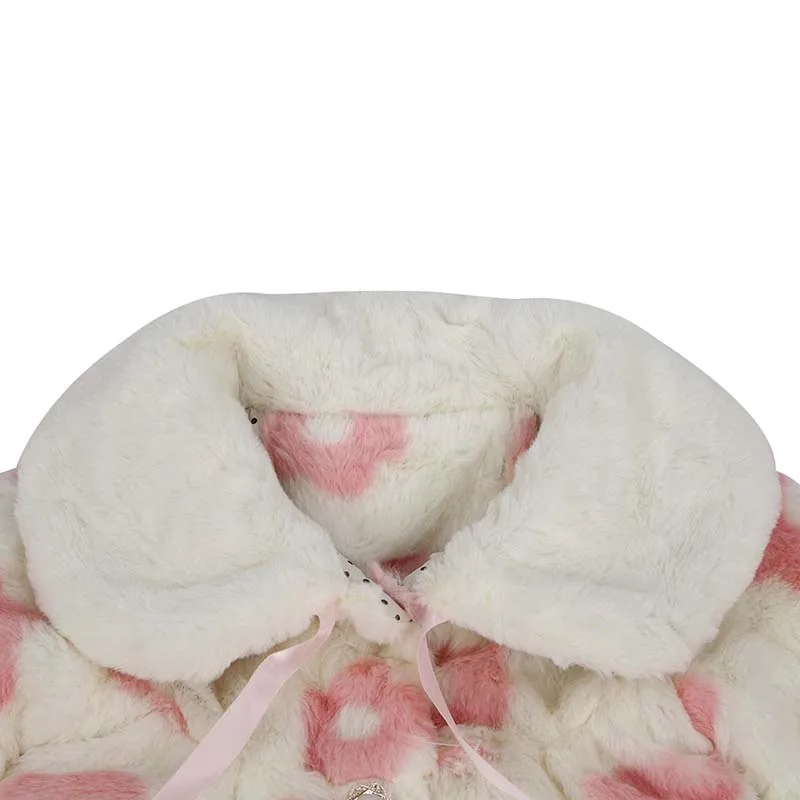 Baby Girl Faux Fur Coat Pearl Outwear Warm Fleece Winter party Jacket Snowsuit