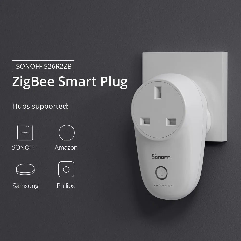 SONOFF S26R2ZB ZigBee Socket Plugs Smart Home Plug 16A UK/ DE/ FR Voice Remote Control Switch Works with SONOFFZBBridge Alexa smart plug smart switch