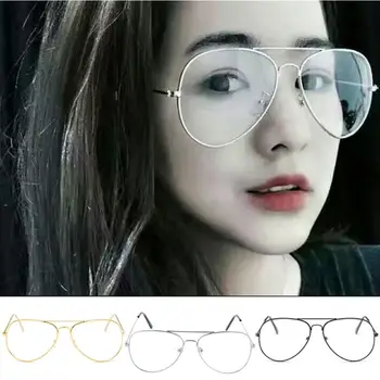 

Large Fashion Retro Metal Clear Lens Glasses Designer Tear Drop Frame Eyeglasses E5BC