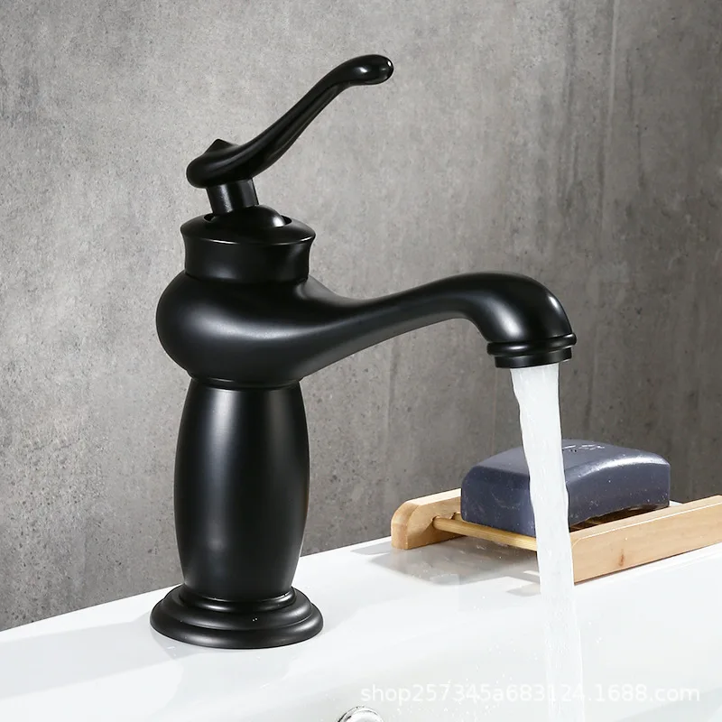 IIBizza кран для раковины, черный латунный светильник, стильный кран для раковины ванной комнаты с одной ручкой, винтажный смеситель для мытья, кран 1115