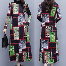 Зимняя Теплая Повседневная Женская юбка с принтом, модная женская элегантная одежда с круглым вырезом и длинным рукавом, юбка с принтом# guahao