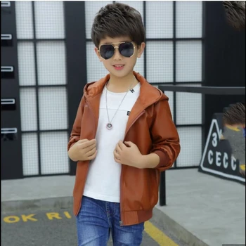 

INS HOT baby boys pu jacket 4-11 years famous brand Korean leather jacket windbreaker spring and autumn kids coats