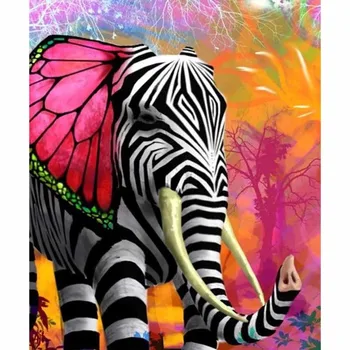 

5d Diy Full Round Diamond Painting Cross Stitch "colorful Butterfly Elephant" 3d Diamond Embroidery Mosaic Rhinestone Gift Pa516