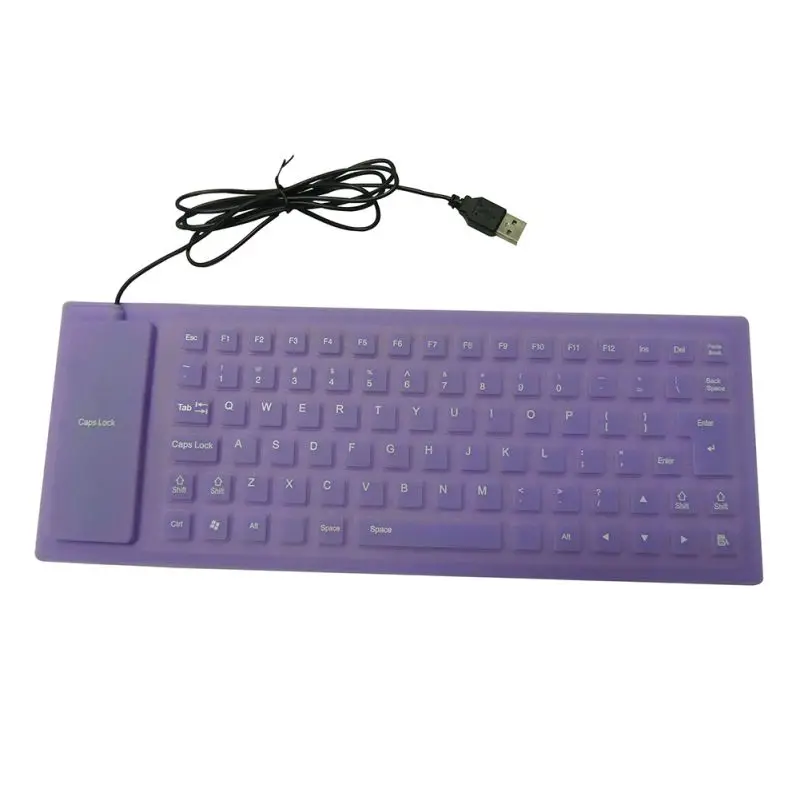 Бесшумная Складная Водонепроницаемая USB клавиатура с 85 клавишами и силиконовой клавиатурой для ПК и ноутбука
