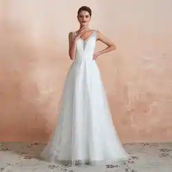 Vivian's Bridal 2019 Бохо кружевное свадебное платье с жемчугом сексуальное двойное v-образным вырезом Иллюзия сетка многоуровневые пояса