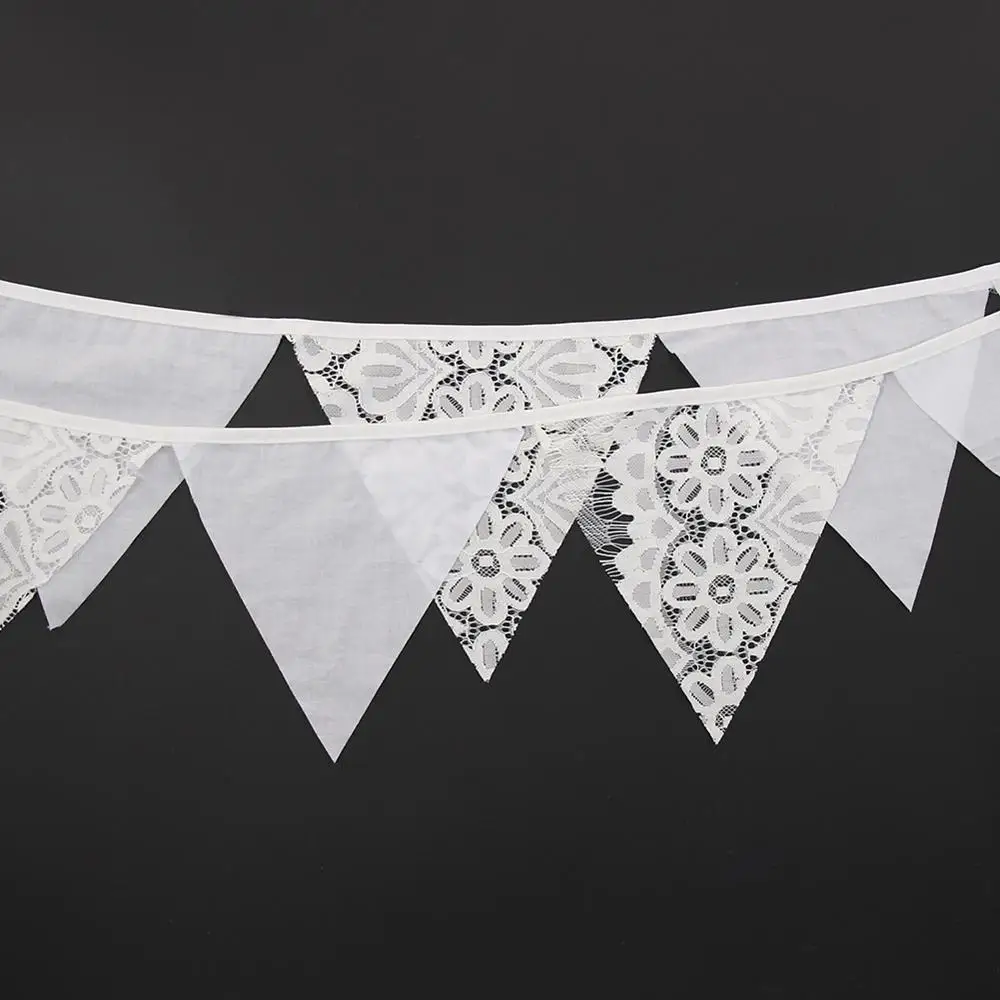 12 Flags Vintage Cotton Pennant For Party Wedding Pennant Bunting Banner Garlands Fabric Decor Wedding Party Supplies 3.2m - Цвет: Прозрачный