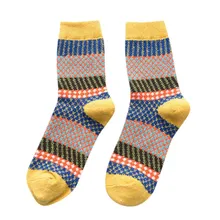 Женские носки, весенние носки с забавным полосатым принтом, женские винтажные мягкие теплые толстые вязаные носки, женские носки, Calcetines Mujer