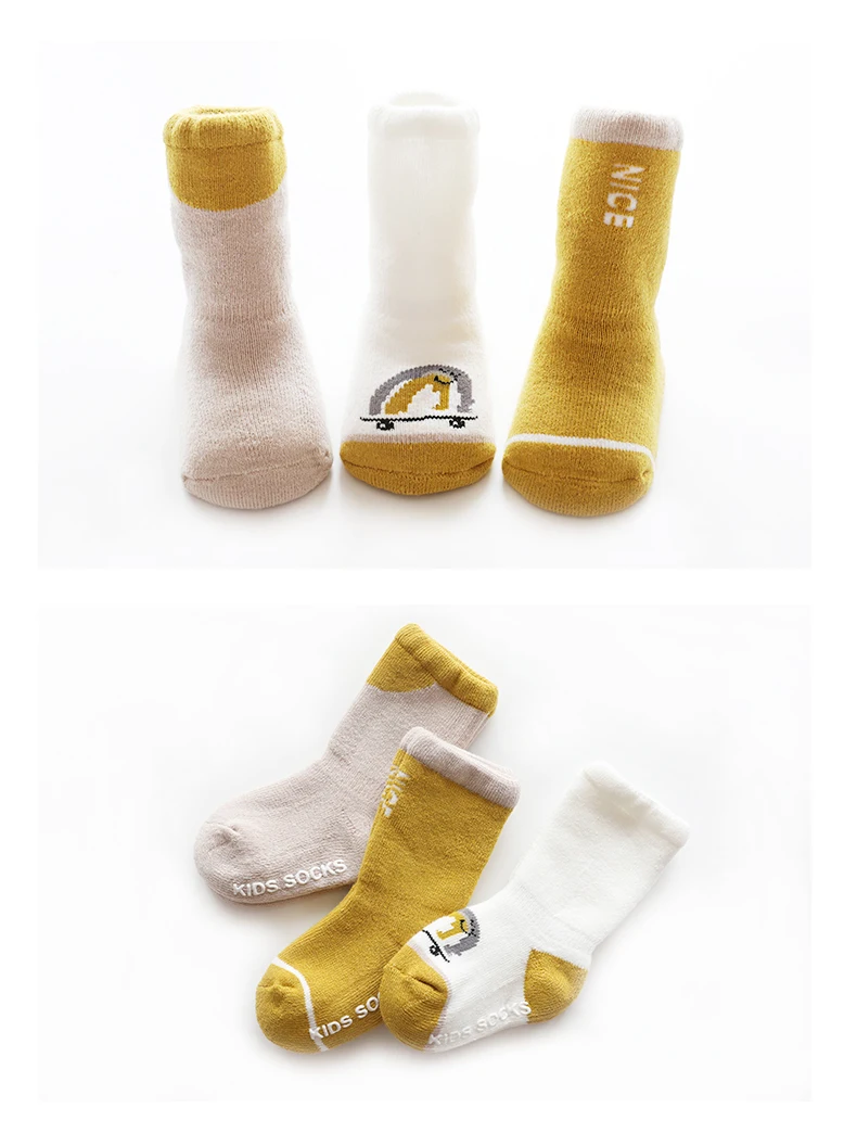 Комплект детских носков, 3 пары зимних носков гольфы для малышей теплые гольфы для маленьких мальчиков, толстые махровые теплые гольфы для маленьких девочек