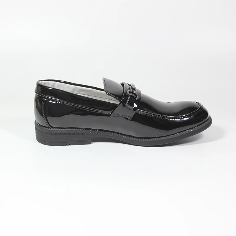 Туфли для мальчиков без шнуровки лоферы с пряжкой большой размер начинающих