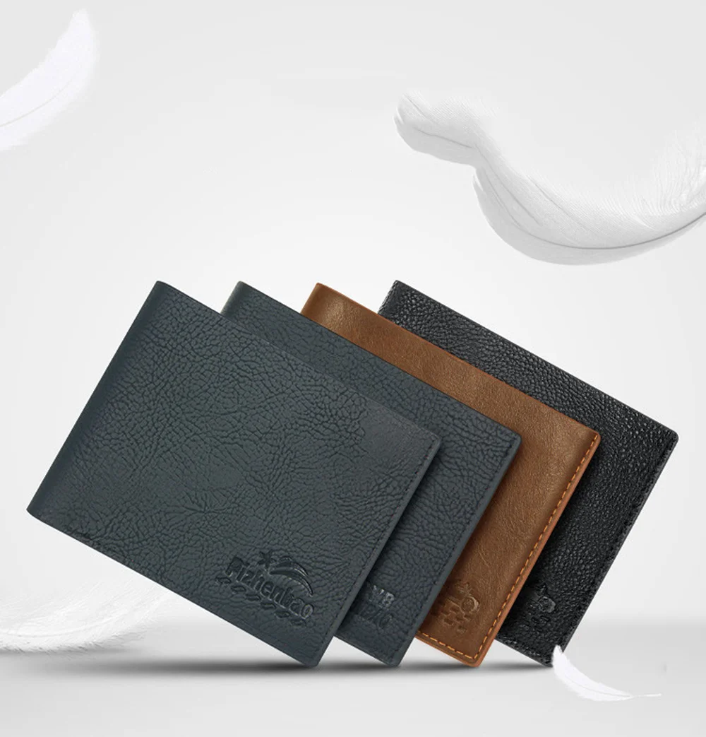 Billeteras con diseño de sello para hombre, monederos pequeños, diseño Simple, fino corto, billetera con identificación, tarjeta de crédito, efectivo