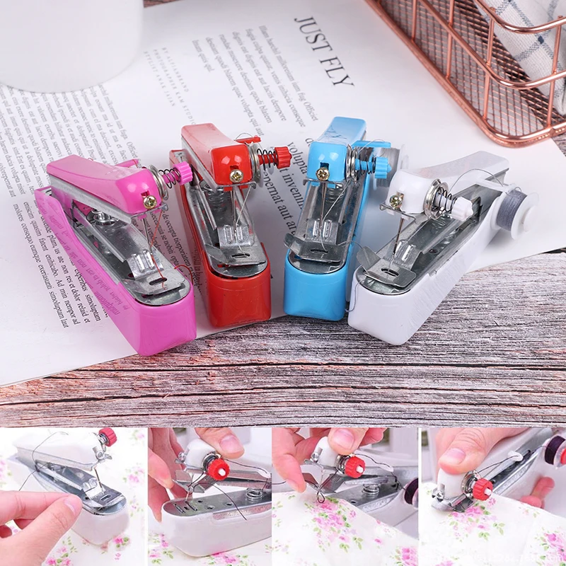 1pc Small Sewing Machine Portable Simple Operation Sewing Tools Handheld  Apparel Cloth Fabric Handy Quick Needlework Tool - AliExpress
