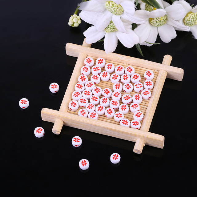 beaded handmade DIY jewelry accessories round love beads and # word beads acrylic clothing accessories loose beads