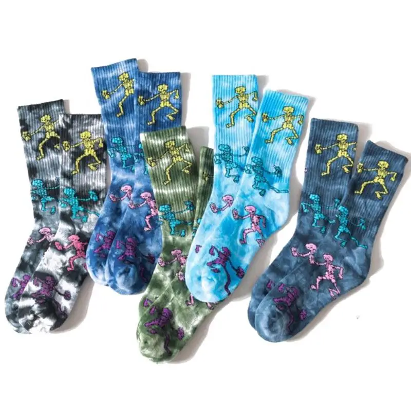 

Trendy tie dyeing High-quality Crew socks Skateboard street trend cotton men's socks plus size hip hop basketbal men socks