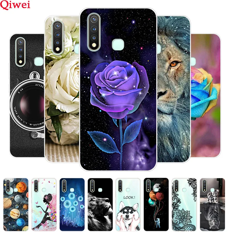 Чехол для VIVO Y19 Прозрачный бампер классные анималистичные принты Мягкий
