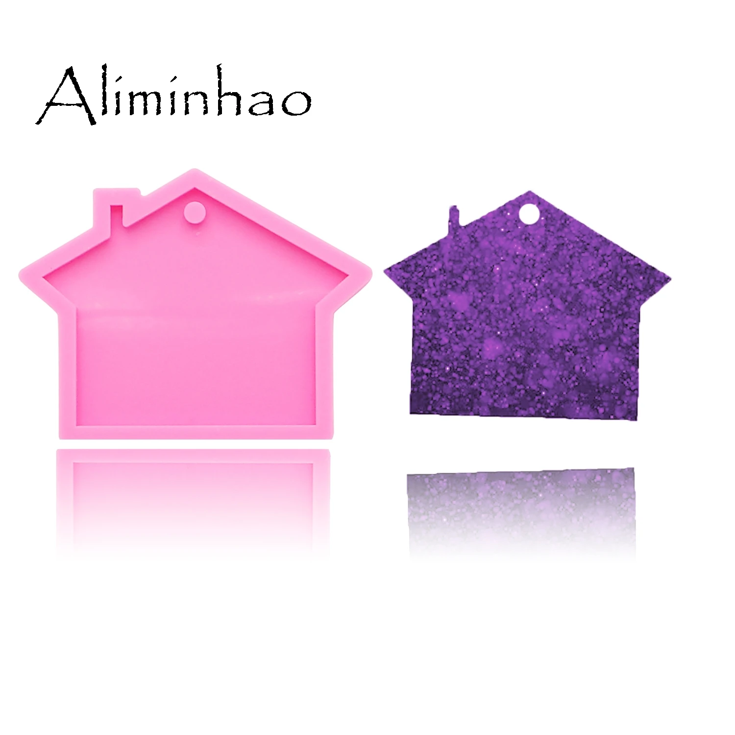 DY0112 Shiny huis siliconen mal voor hars Vloeibare siliconen mal DIY Hars Decoratieve Craft DIY Sleutelhanger Mold|Cakevormen| - AliExpress