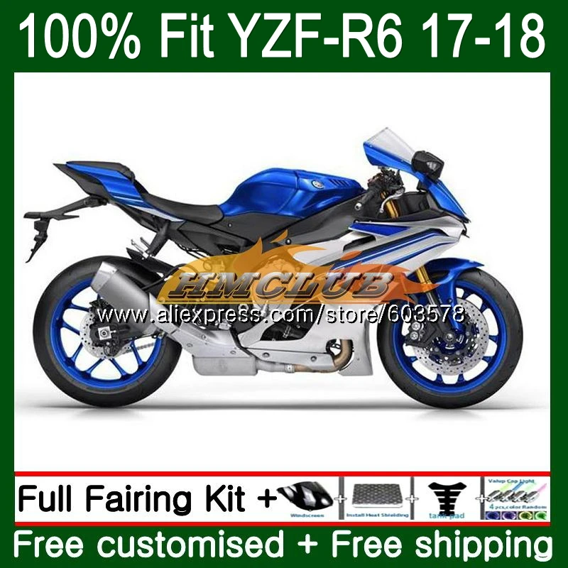 Инъекций для YAMAHA YZF600 YZF R6 123CL. 27 YZF 600 R 6 YZF-600 YZF-R6 YZFR6, 17, 18, 19, OEM Обтекатели глянцевый синий - Цвет: No. 1
