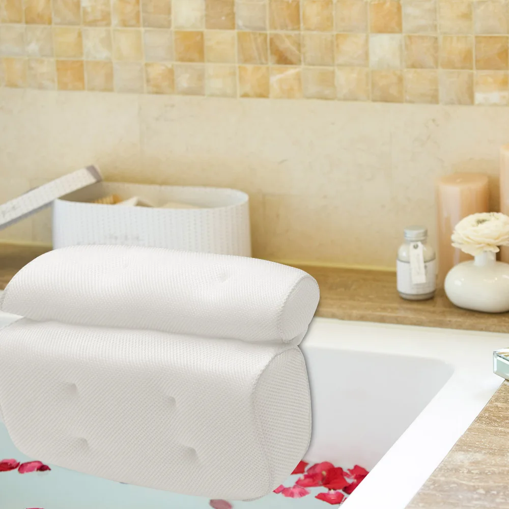3D Mesh Bath Pillow Spa Pillow with Suction Cups For Hot Bathtub W8J8 Tub O9N4 