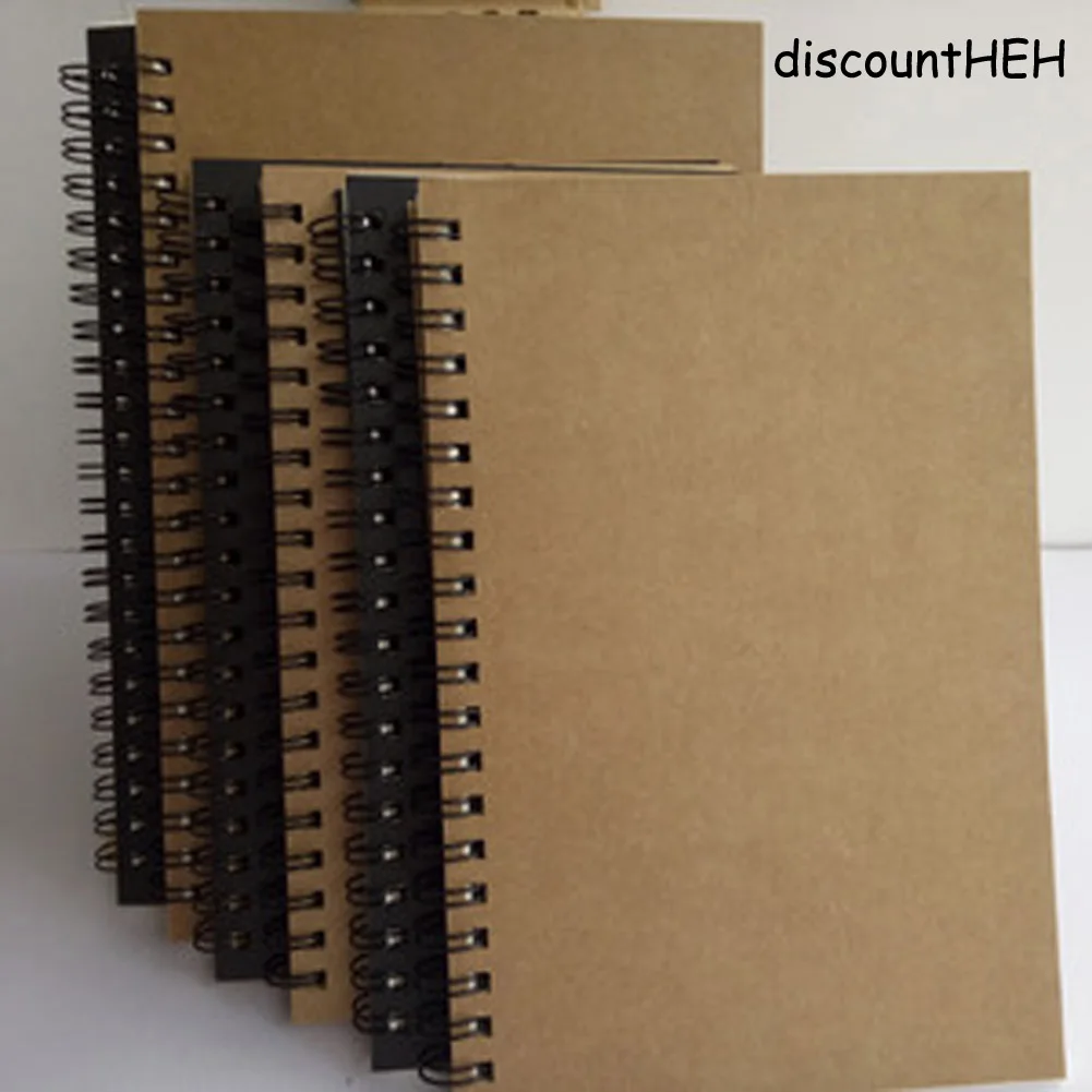 

Retro Spiral Coil Sketchbook Notebook Diary Journal Student Note Pad Book Memo