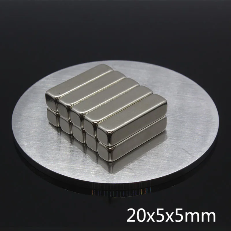 10 шт. 20x5x5 мм N35 Cuboid Permanet супер сильный редкоземельный Магнитный блок мощные неодимовые магниты 20*5*5 мм
