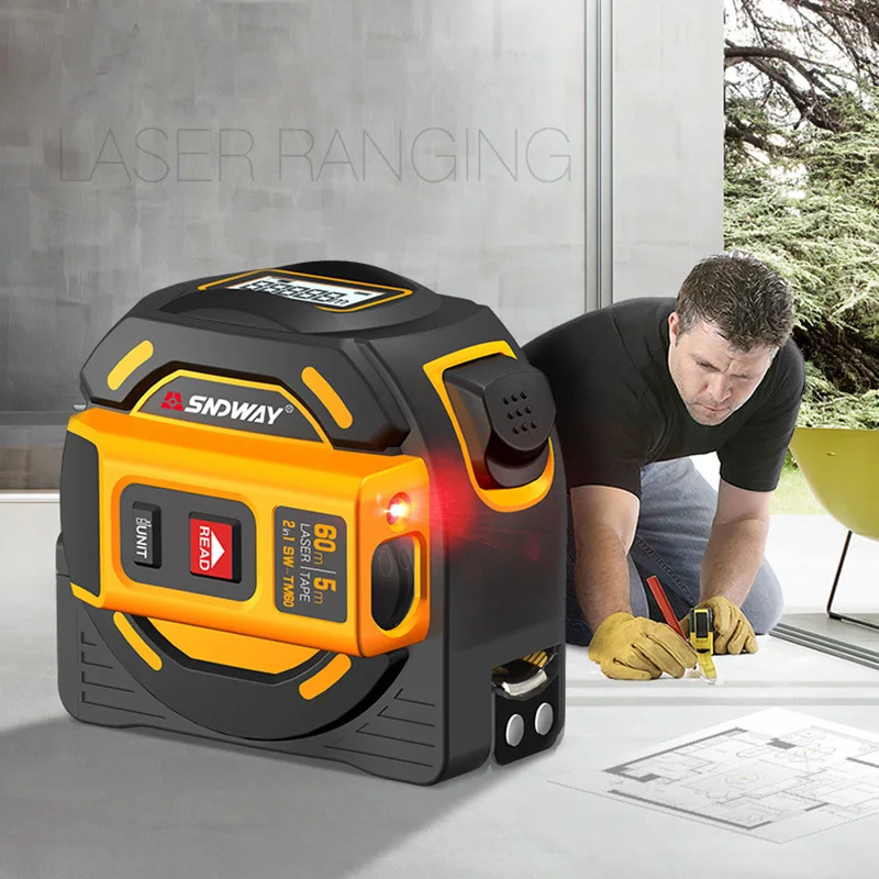 

SNDWAY 40m 60m Mini Laser Distance Meter Measure Tape Digital Laser Rangefinder Ruler Retractable 5m Laser Measurement Tool