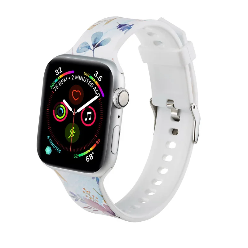 Спортивный мягкий силиконовый ремешок для Apple Watch 38 мм 42 мм 40 мм 44 мм браслет для iWatch серии 5 4 3 2 1 рисунок Фламинго ремешок