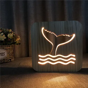 

Whale Tail Animal Table Lamp 3D Night Light Wooden Night Light Birthday Gift Christmas Lights Led Lights Decoration