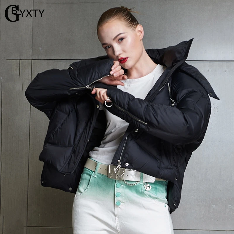 GBYXTY campera pluma mujer негабаритное пуховое пальто зимняя женская модная укороченная водолазка пуховик на утином пуху пальто-пуховик ZA1635