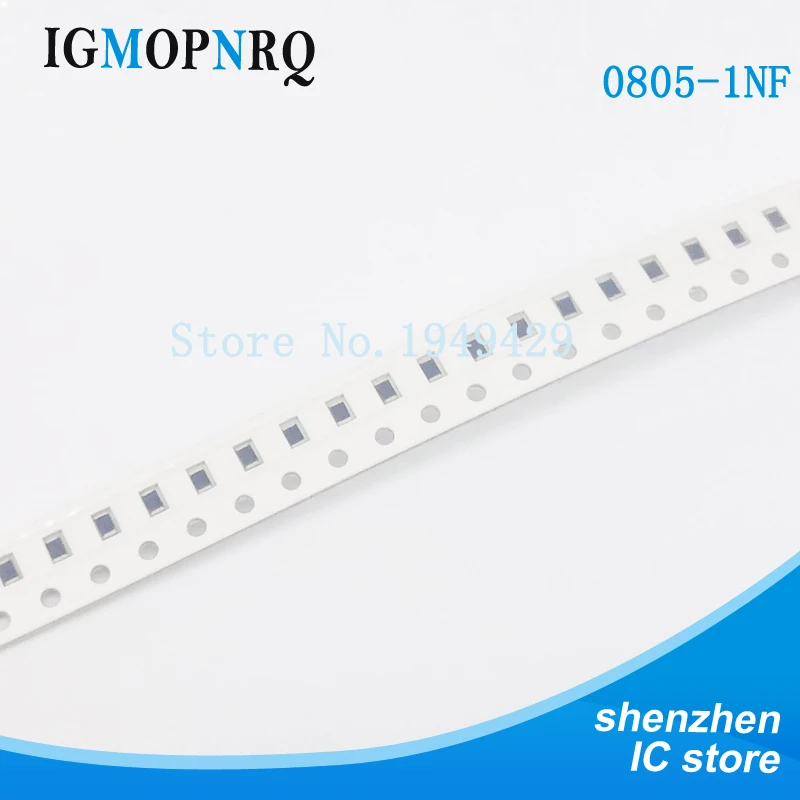 100 шт./лот 1nf ошибка 10% 50V 102 1NF 0805 SMD толстая пленка чип ...