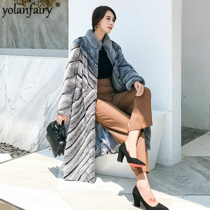 Женская шуба из натурального меха норки YOLANFAIRY зимняя теплая утолщенная высокого