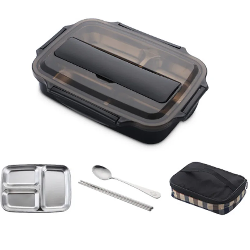 

Stainless Steel 304 Lunch Box with Spoon Leak-Proof Lunch Bento Boxes Dinnerware Set Microwave Adult Children Food Container