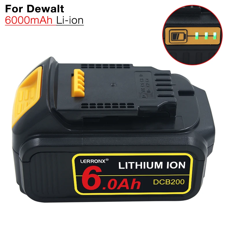Сменный литий-ионный аккумулятор 20 в 6 0 Ач для Dewalt 18 DCB184 DCB182 DCB180 DCB181 DCB201 DCB200 DCB205-2