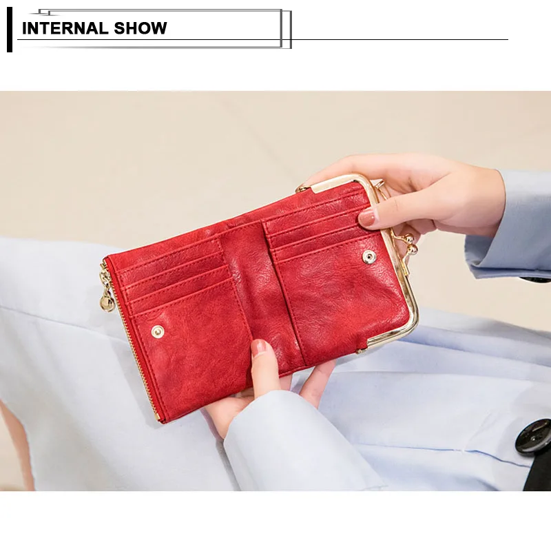 Luxury Women Wallet Vintage Fashion Brand Design Coin Purse High Quality Multi-function Foldable Bifold Clutch Bag Card Holder