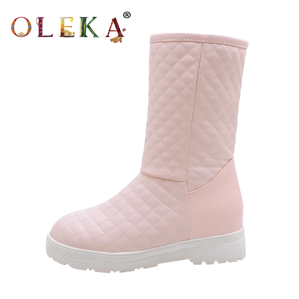 

OLEKA Mid-calf Winter Winter Boots Platform Totem Round Toe Boots For Women Office Lady Style Snow Boots New AS756